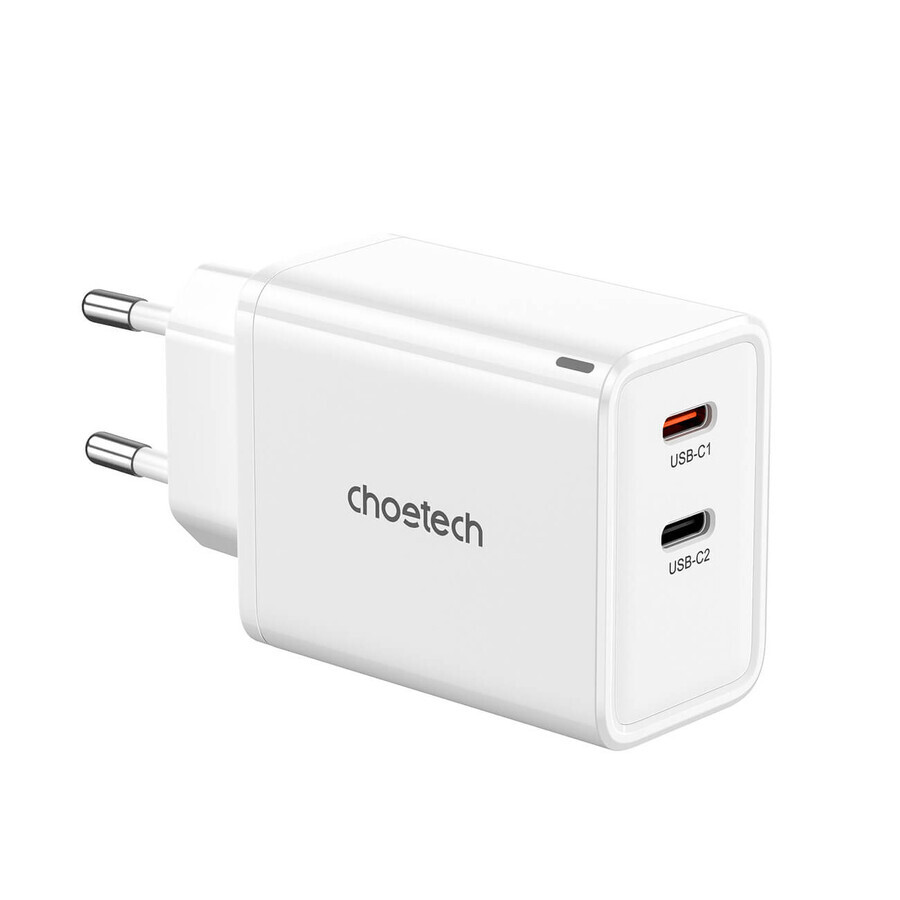 Choetech PD6013 2x USB-C PD 65W GaN network charger - white
