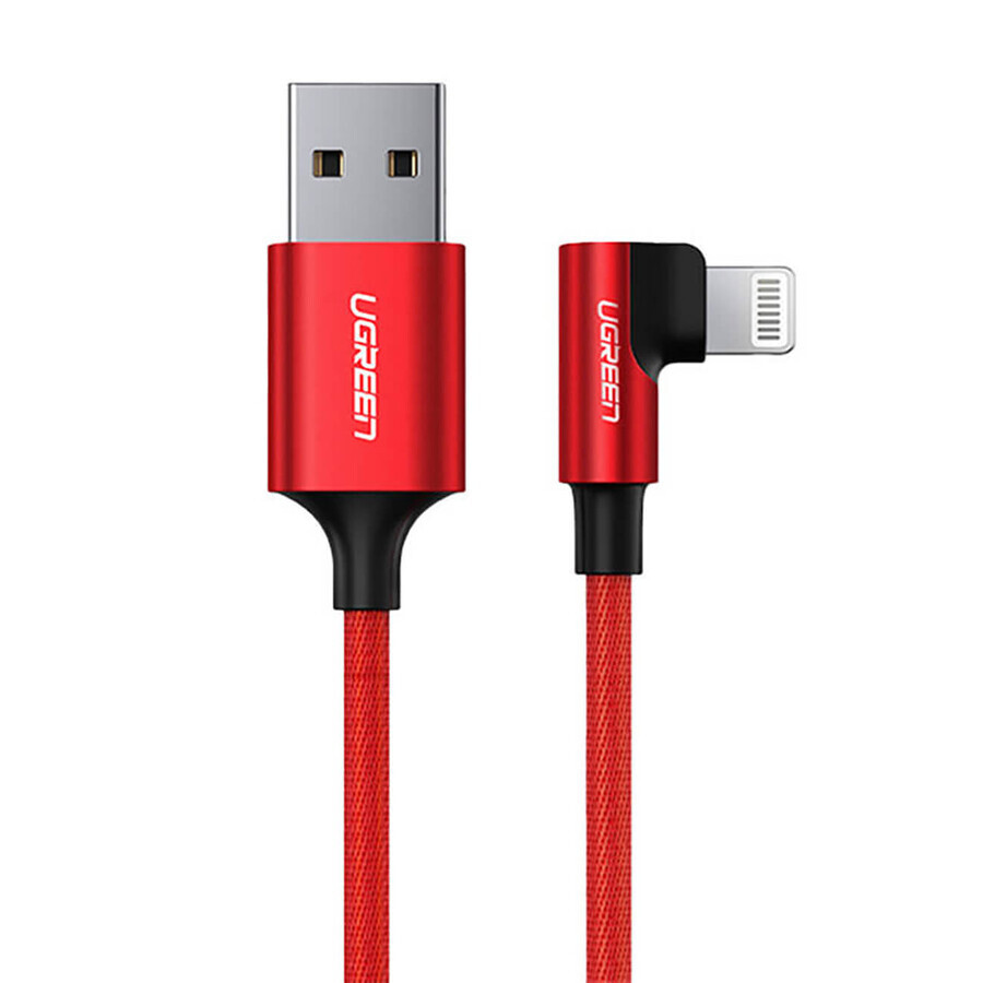 Câble Ugreen US299 60555 angled Lightning / USB-A MFi 2.4A 1m - rouge