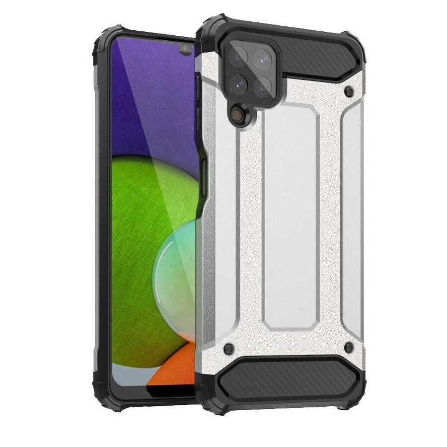 Hybrid Armor gepantserd hybride hoesje Samsung Galaxy A22 4G zilver