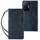 Funda con correa magnética para Samsung Galaxy A12 5G funda billetera + mini lanyard colgante azul