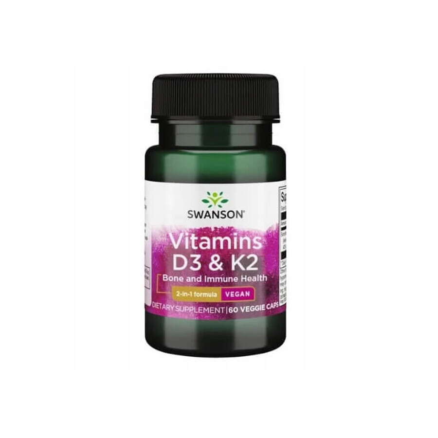 Swanson Vitamine D3 amp ; K2, 60 gélules