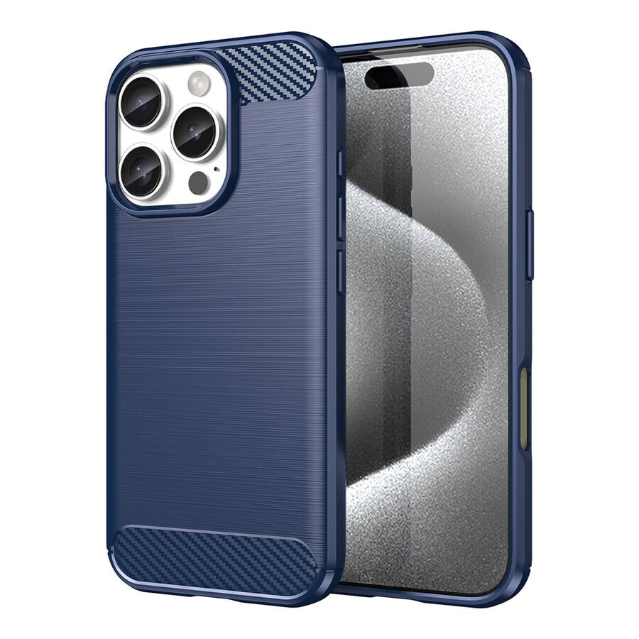 Silikonhülle aus Carbon für iPhone 16 Pro Max - blau
