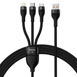 Baseus Flash Series II USB - USB Tip C / Lightning / micro USB 100 W 1.2 m cablu negru (CASS030001)