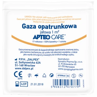 Steriel verbandgaas, ApteoCare, 1m2, 1 stuk