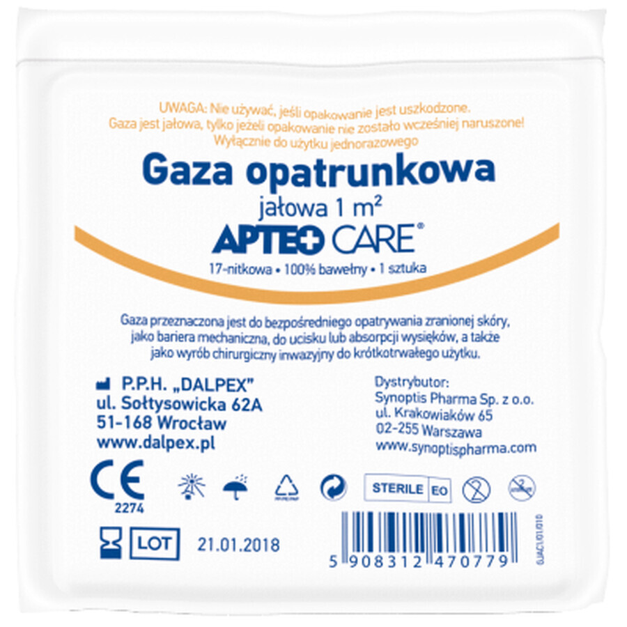 Gaze stérile pour pansements, ApteoCare, 1m2, 1 pièce