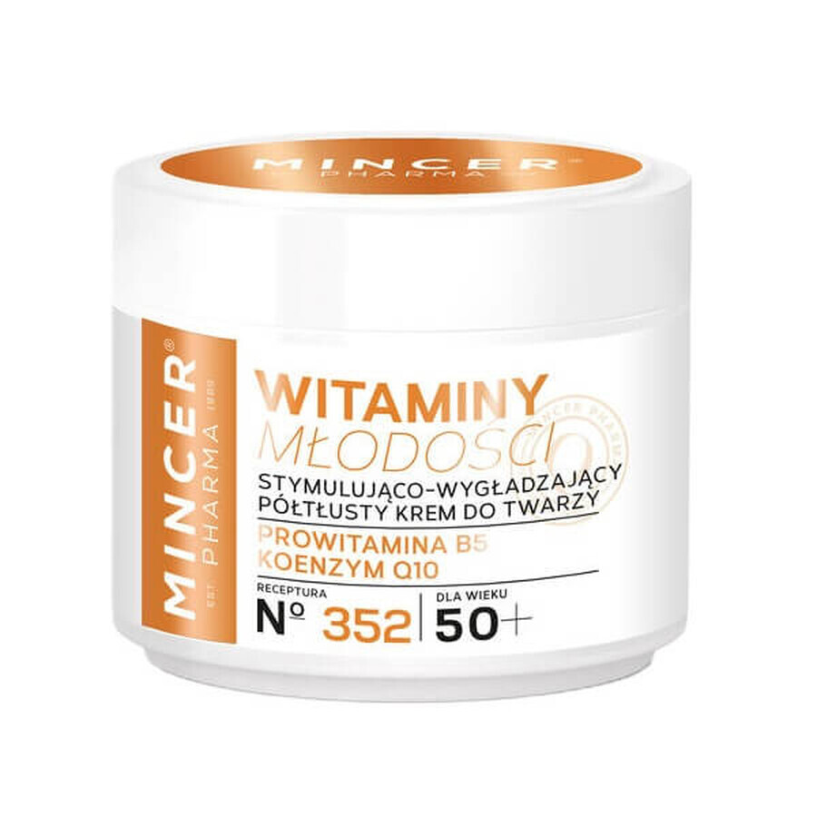 Winkel op Mincer Pharma Vitaminen van de Jeugd 50+ Halfvette Stimulerende en Gladmakende Gezichtscrème Nr.352, 50 ml Mincer Pharma Vitaminen van de Jeugd 50+ Halfvette Stimulerende en Gladmakende Gezichtscrème Nr.352, 50 ml