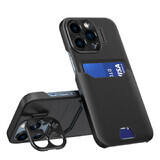 Funda de piel con soporte para iPhone 14 Pro Max funda cartera con soporte negro