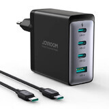 GaN Joyroom JR-TCG04EU 100W încărcător 3x USB-C USB-A + cablu USB-C / USB-C 100W - negru