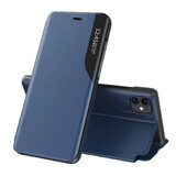 Eco Leather View Case elegante hoes met flipcover en standaardfunctie iPhone 13 Pro Max blauw