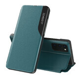 Eco Lederen Bekijk Case elegante case met flip cover en standaard functie Samsung Galaxy A72 4G groen