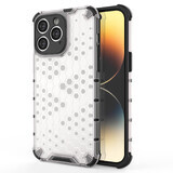 Honingraat iPhone 14 Pro Max gepantserde hybride hoes transparant