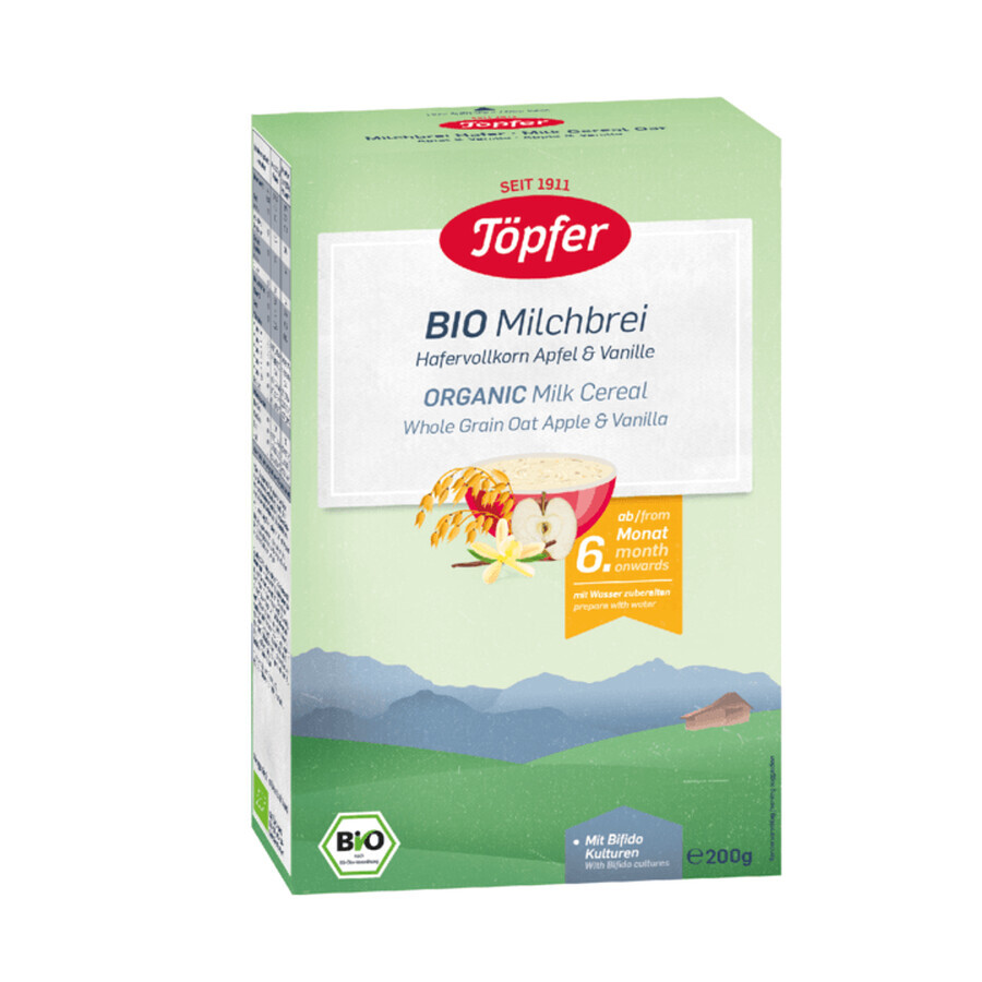 Comprar Cereales ecológicos con avena integral, leche, manzana y vainilla, +6 meses, 200 gr, Topfer Cereales ecológicos con avena integral, leche, manzana y vainilla, +6 meses, 200 gr, Topfer