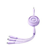 Joyroom Colorful Series S-A40 cablu retractabil 3 în 1 USB-A - USB-C / Lightning / micro USB 1m - violet
