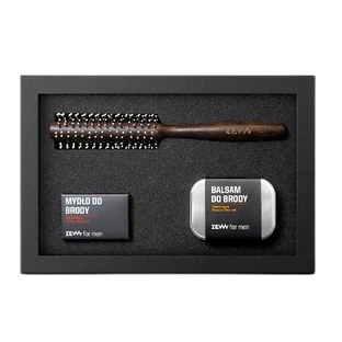 Zew For Men Beard on Rough Set Savon à barbe 85 ml + Baume à barbe 80 ml + Rouleau à barbe et à cheveux