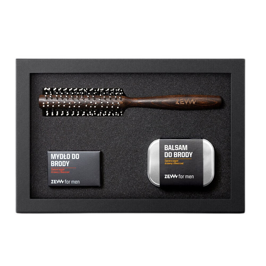 Zew For Men Beard on Stubble Set Beard Soap 85 ml + Beard Balm 80 ml + Hair and Beard Roller