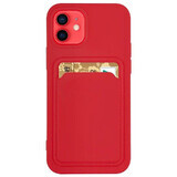 Funda de silicona con bolsillo para tarjetas documentos para Samsung Galaxy S21+ 5G (S21 Plus 5G) rojo