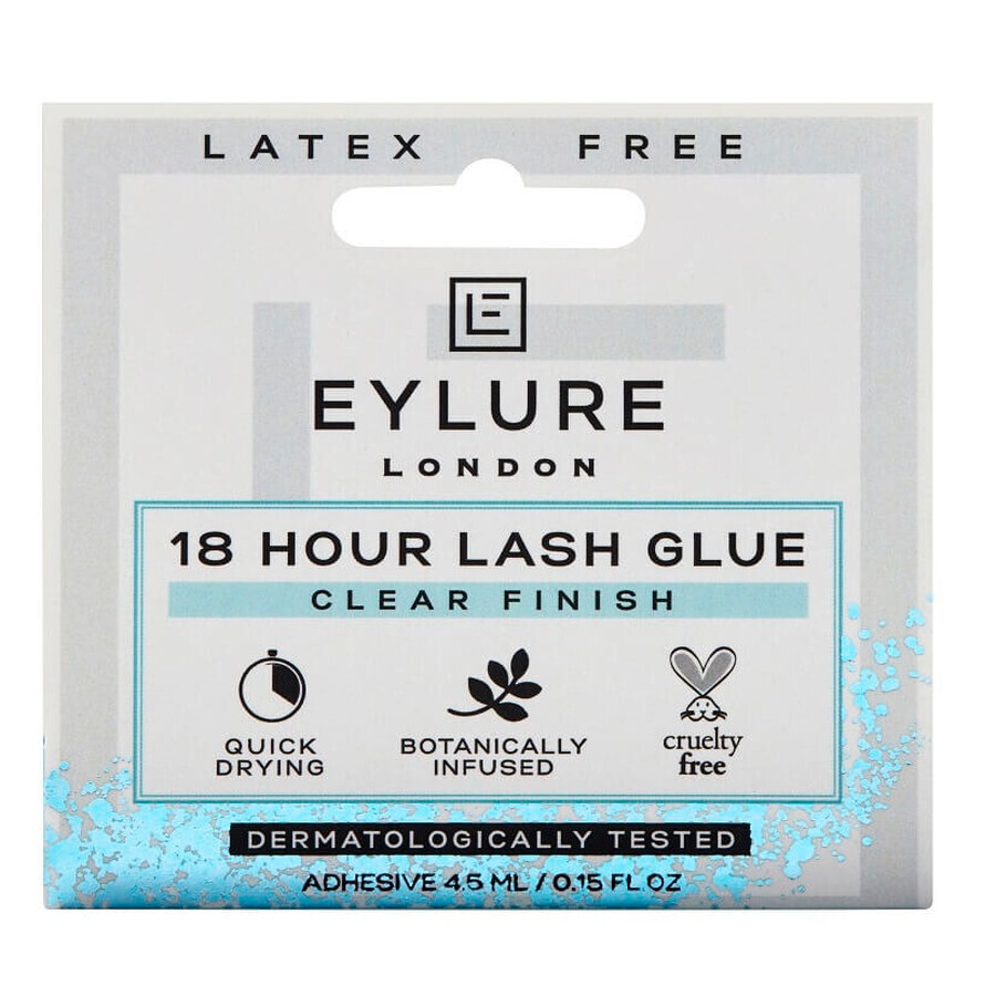 Eylure 18 Hour Lash Glue Pegamento transparente para pestañas sin látex Acabado transparente, 4,5 ml