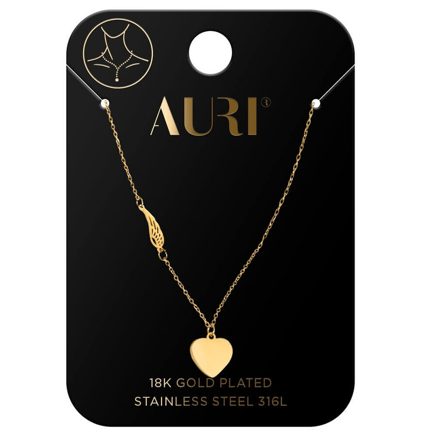 Auri Collar corazón estaño y pluma