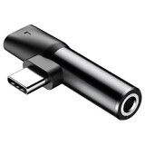 Baseus Audio Converter L41 adaptor adaptor de la USB-C la port USB-C + mufă pentru căști de 3,5 mm negru (CATL41-01)