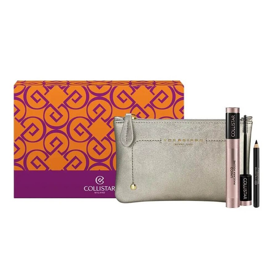 Collistar Set Volume Unico Mascara Intense Black 13 ml + Professionale Eyeliner Black 0,8 g + The Bridge Schminktasche
