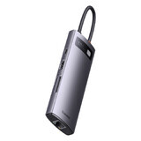 Baseus StarJoy HUB 8in1 USB Type C - 3x USB / HDMI / RJ45 (1Gbps) / cititor de carduri SD și TF / USB Type C PD gri (WKWG080113)