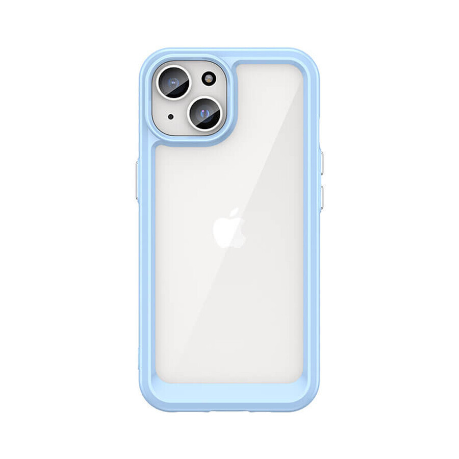Custodia rinforzata con telaio flessibile per iPhone 15 Plus Outer Space - blu