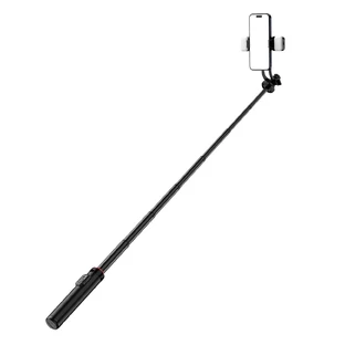 Palo selfie WC12YDS trípode telescópico de aleación de aluminio de 1,3 m con doble luz y soporte para teléfono - negro
