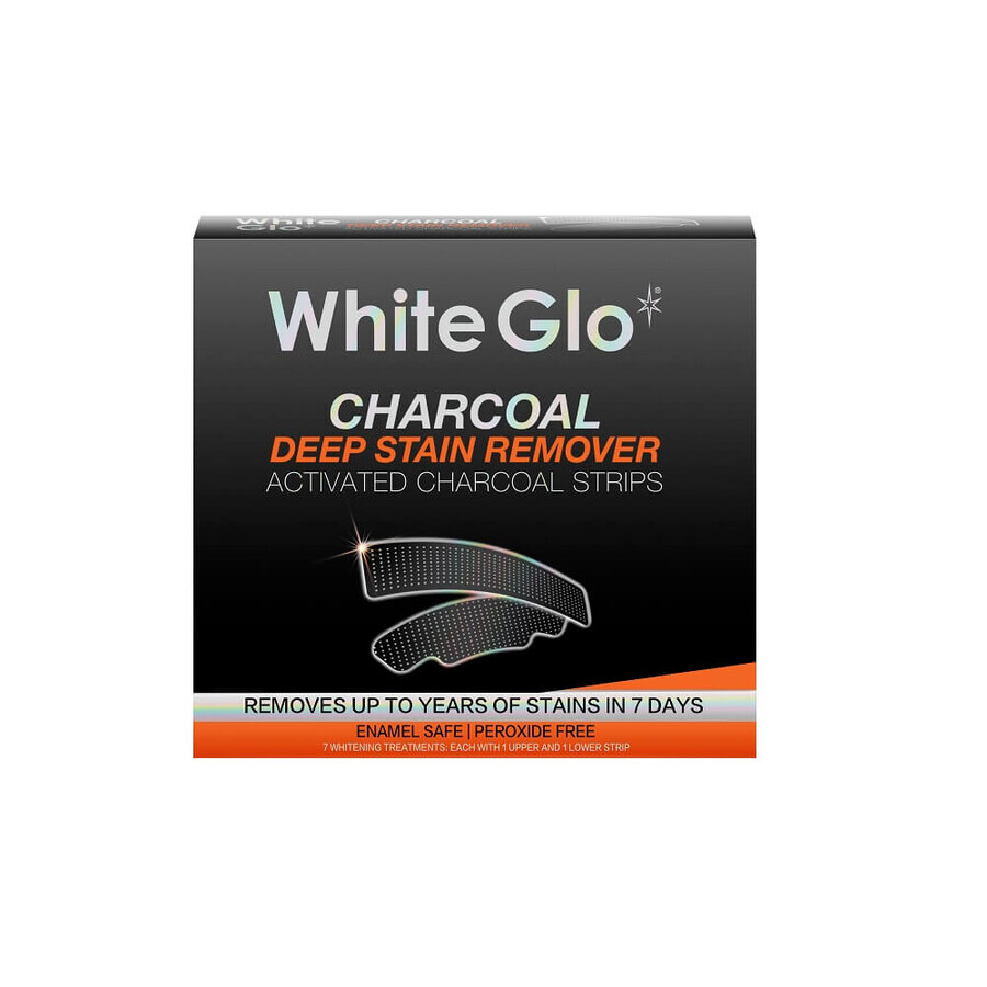 White Glo Charcoal Teeth Whitening Strips avec charbon actif, 7 pièces