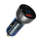 Baseus USB / USB Type C autolader 65 W 5 A SCP Quick Charge 4.0+ Power Delivery 3.0 LCD scherm transparant (CCKX-C0A)