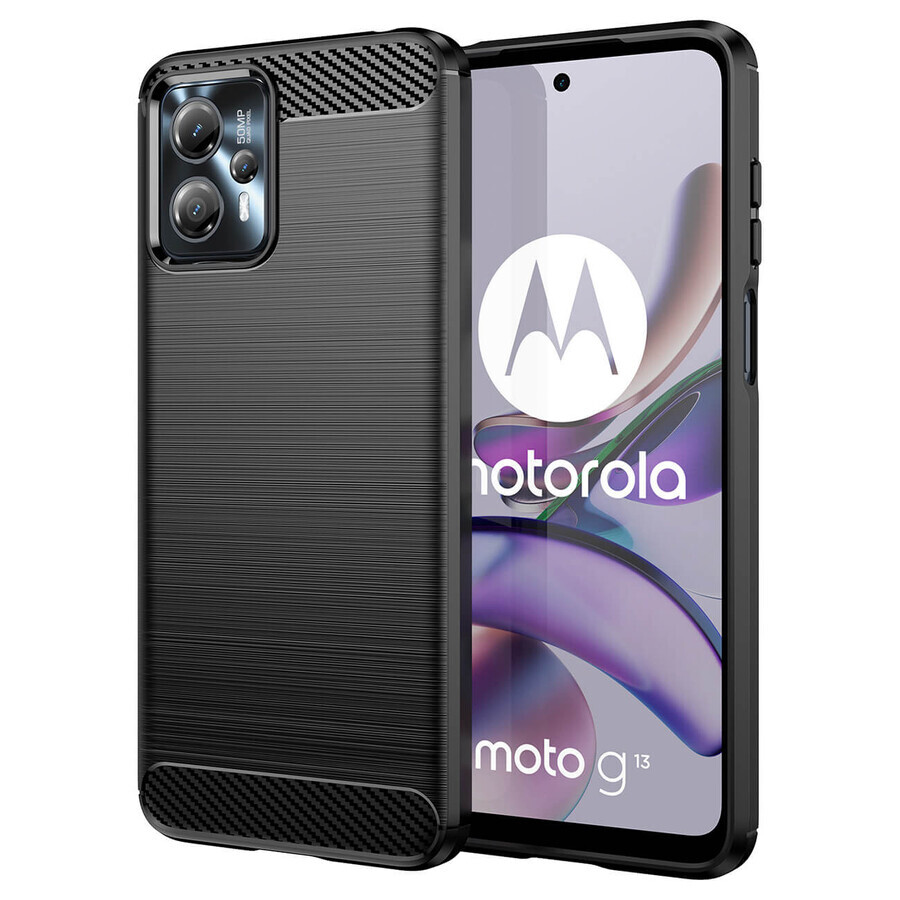 Carbon Hoesje voor Motorola Moto G53 / G13 flexibel siliconen carbon hoesje zwart