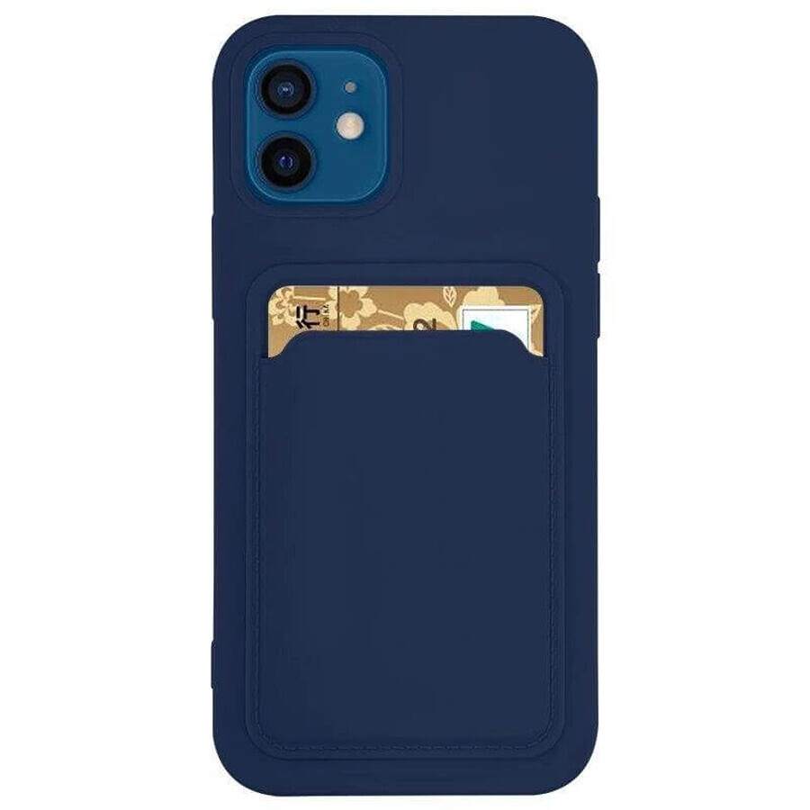 Funda de silicona con bolsillo para tarjetas documentos para Samsung Galaxy A22 4G azul marino