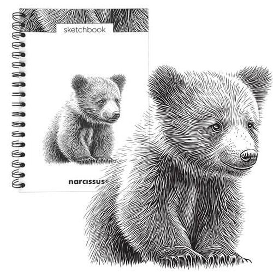 Cuaderno de bocetos en espiral B5 Oso 60k con perforación 120 g/m².