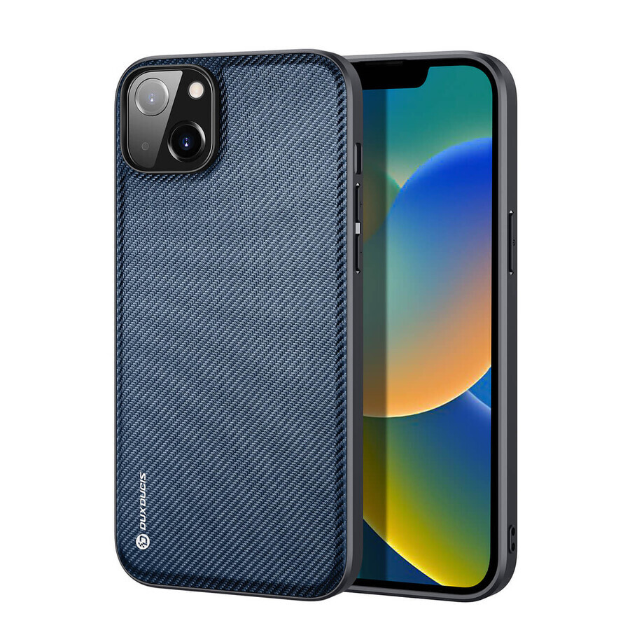 Custodia Dux Ducis Fino in nylon per iPhone 14 Plus blu
