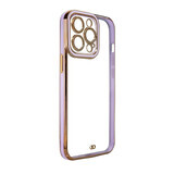 Fashion case voor iPhone 12 Pro gel case met gouden frame paars