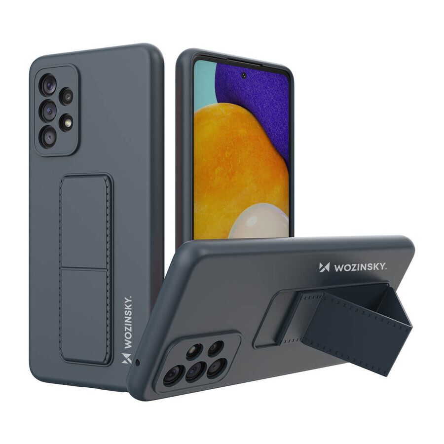 Wozinsky Kickstand Case silicone case with stand Samsung Galaxy A73 navy blue.