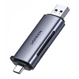Ugreen CM185 50706 lector para tarjetas SD / micro SD en USB-A 3.0 / USB-C 3.0 - gris