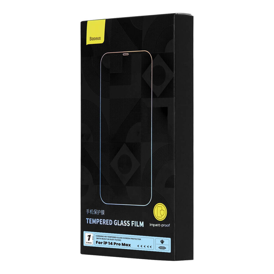 Baseus tempered glass for iPhone 14 Pro Max full screen with 0.4mm speaker cover + mounting kit