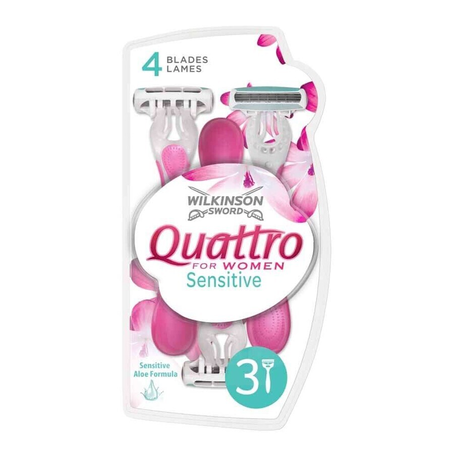 Rasoi da barba Wilkinson Quattro For Women Sensitive, 3 pezzi