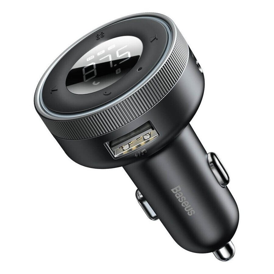 Baseus Enjoy FM transmisor cargador de coche LED 2x USB / 3.5mm jack inalámbrico reproductor de MP3 Bluetooth 5.0 3.4A negro (CCLH-01)