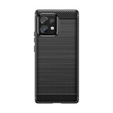Siliconen Carbon Hoesje voor Motorola Edge 40 Pro - zwart