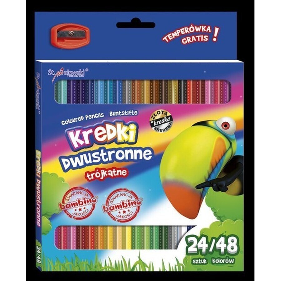 Acquista Bambino matite per la scuola triangolari bifacciali 24 pezzi/48 colori + temperino Bambino matite per la scuola triangolari bifacciali 24 pezzi/48 colori + temperino