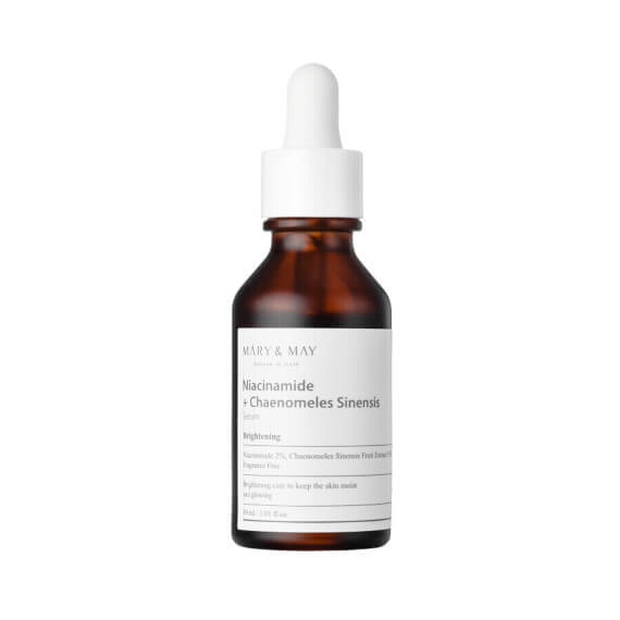 Mary amp;May Niacinamide + Chaenomeles Serum cu acțiune iluminatoare și normalizantă, 30ml