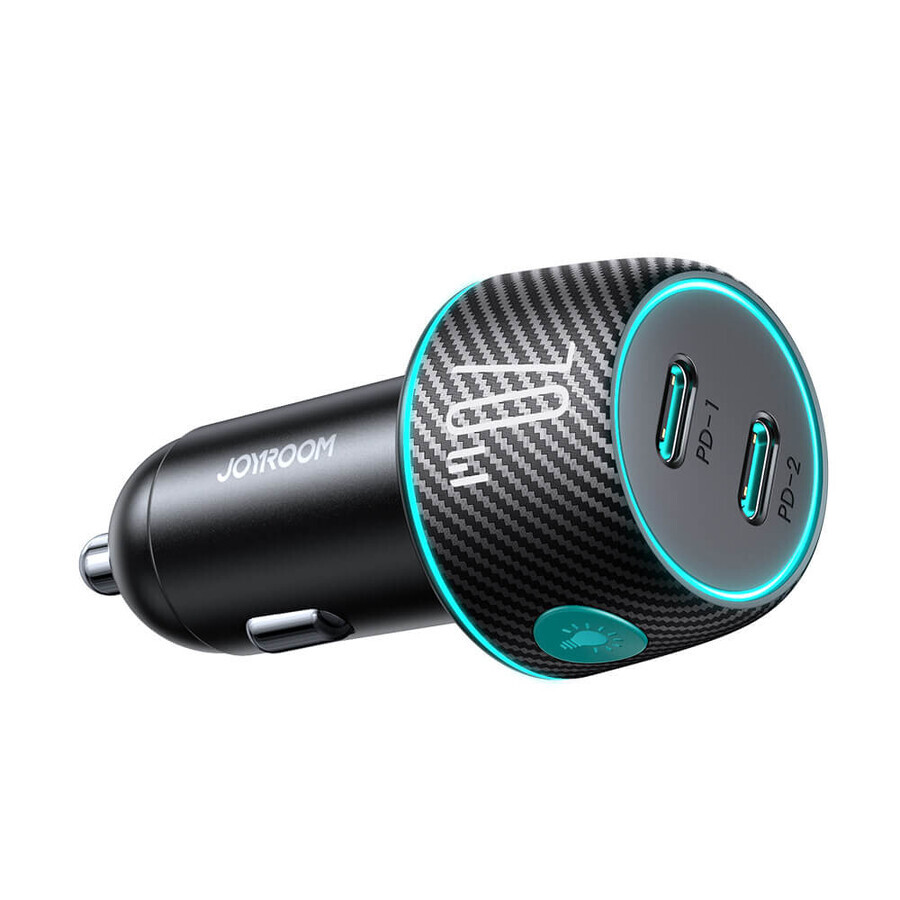 Autolader 2x USB C 70W met LED-verlichting Joyroom JR-CCN02 - zwart