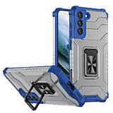 Crystal Ring Case gepantserde hybride hoes + magnetische houder Samsung Galaxy S22+ (S22 Plus) blauw