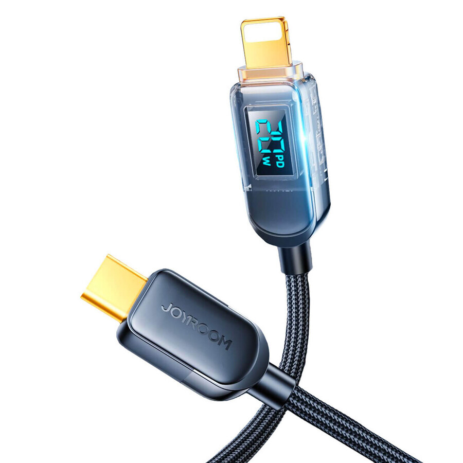 Joyroom A4 USB-C / Lightning 20W 1,2m kabel met display - zwart