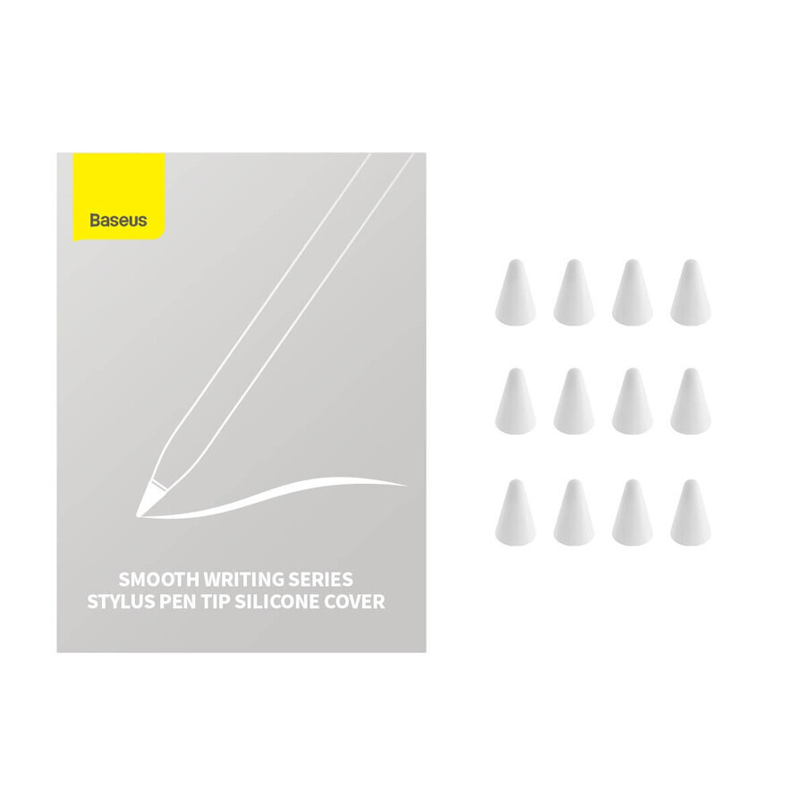 Baseus interchangeable silicone tips for stylus 12pcs white (soft)