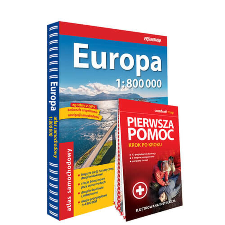 Atlas Europa 1:800 000 + Primeros auxilios - instrucciones ilustradas paso a paso