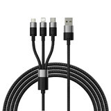 3in1 USB - micro USB / Lightning / USB C 3.5A 1.2m Baseus StarSpeed kabel - zwart