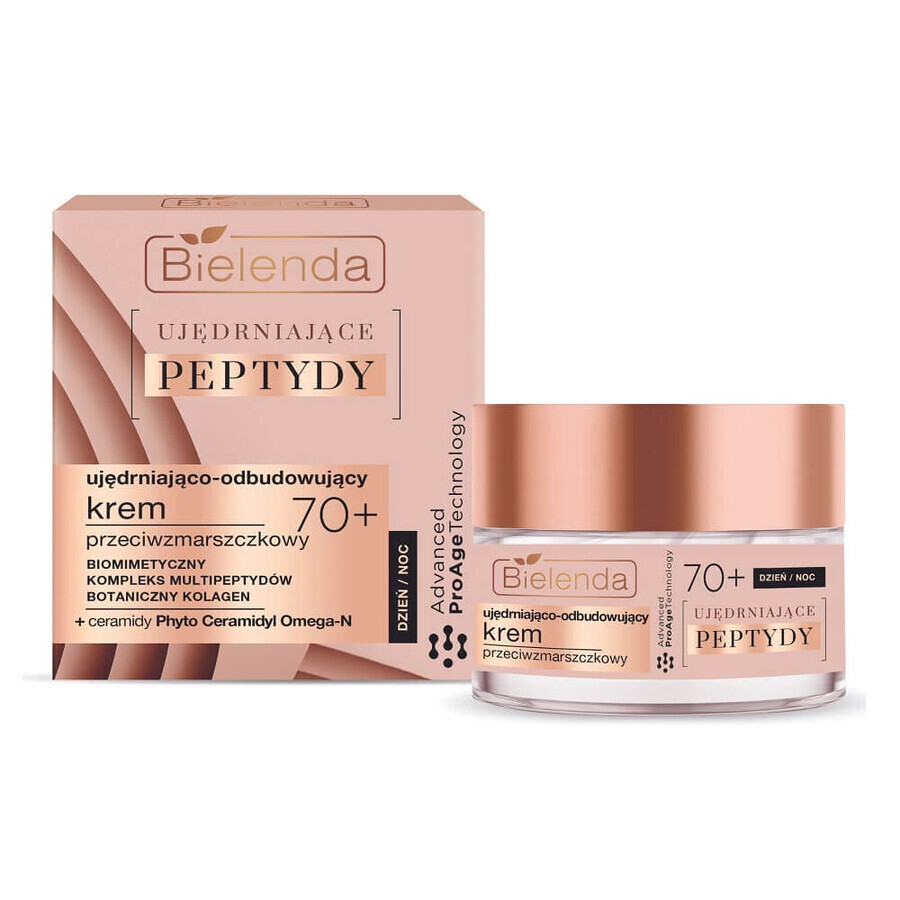 Bielenda Firming Peptides 70+ Cremă antirid de zi și de noapte, 50 ml, fermitate și reconstrucție.
