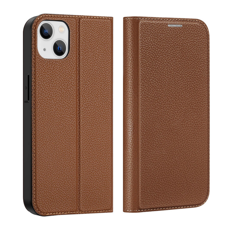 Custodia Dux Ducis Skin X2 per iPhone 14 Plus cover con flap magnetico marrone